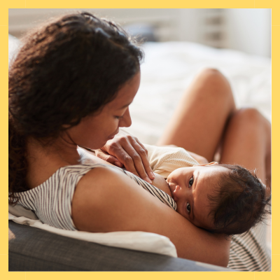 woman breastfeeding her baby, sore nipples